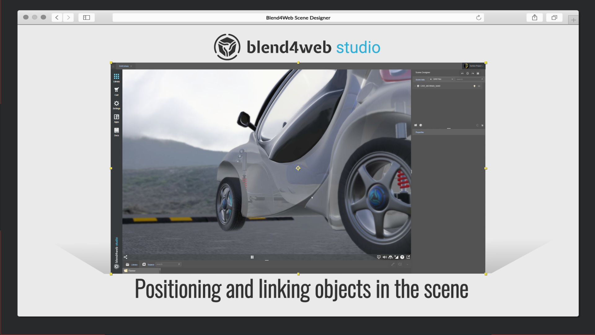 Blend4Web Scene Designer: positioning and linking objects in the scene