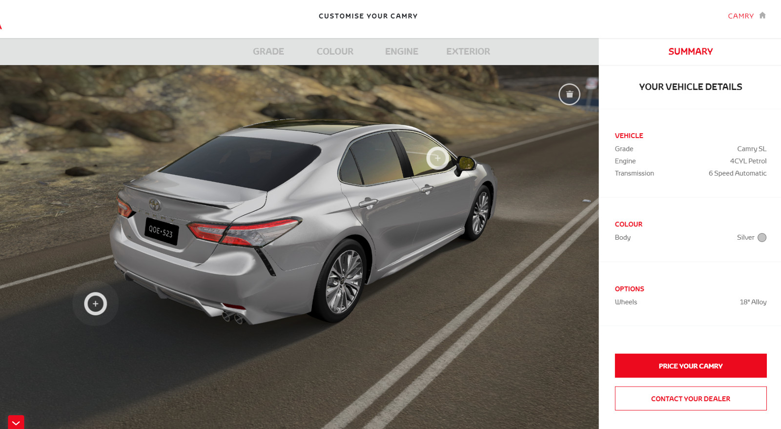 Toyota Camry 3D Configurator preview 