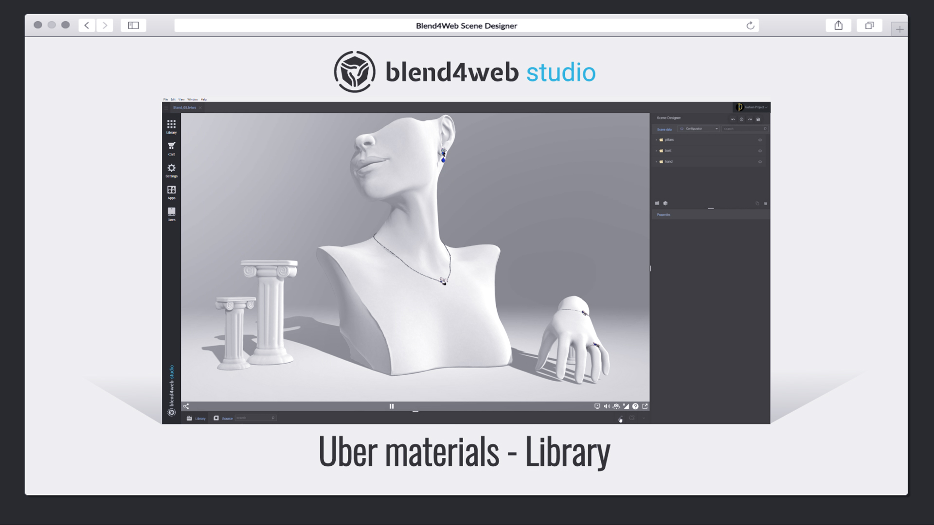 Blend4Web Studio: библиотека Uber материалов